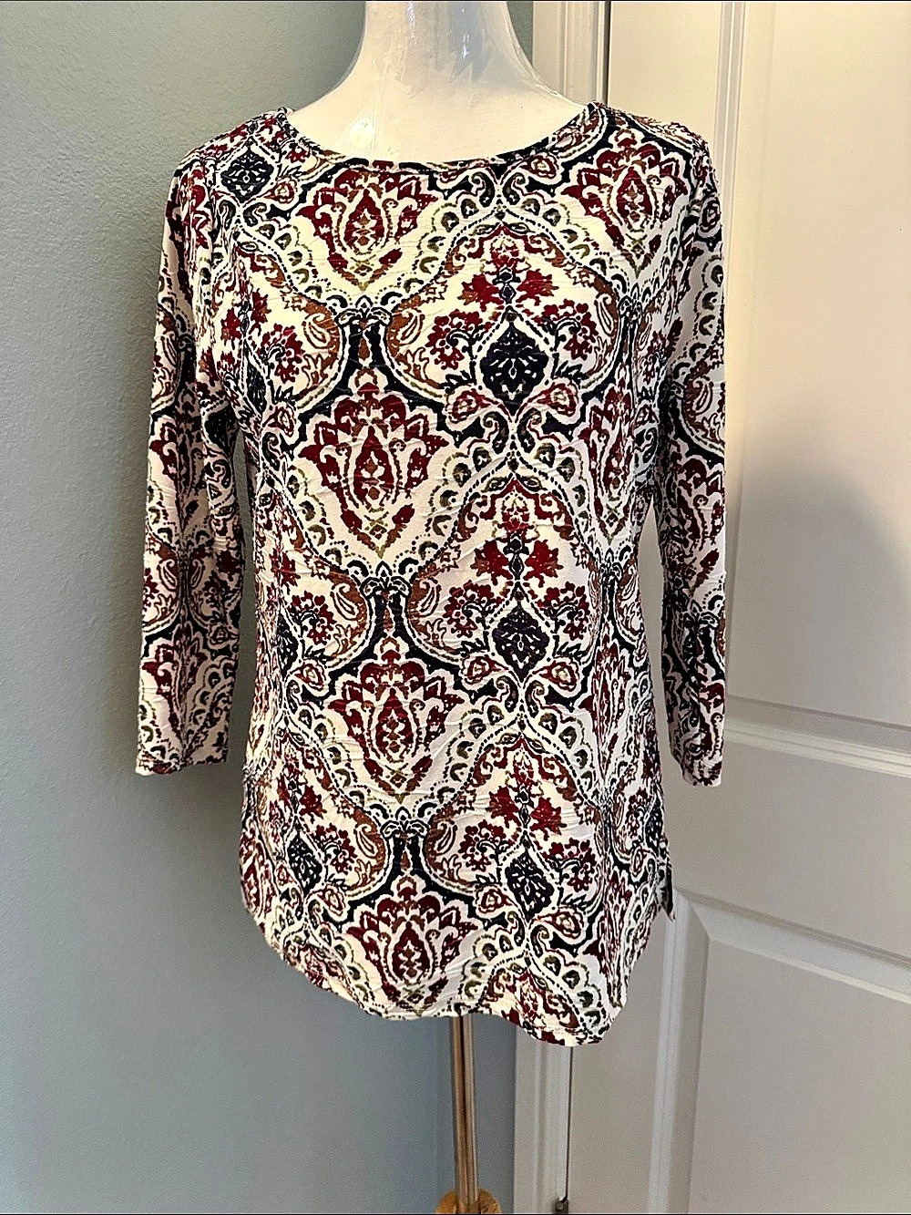 Emily Daniels Long Sleeve Patterned Tunic Size Small Like New